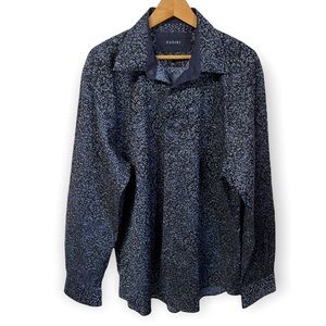 Zagiri “Before Sunrise” jacquard navy floral button down #16E